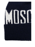 Berretto per bambino Moschino Kids blu con logo ricamato - Rubino Kids