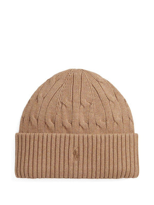 Berretto per bambino Polo Ralph Lauren Kids beige con motivo Polo Pony