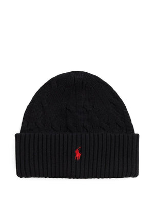 Berretto per bambino Polo Ralph Lauren Kids nero con motivo Polo Pony