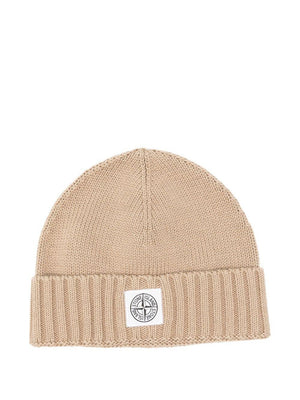 Stone Island Junior beige hat for children with logo patch