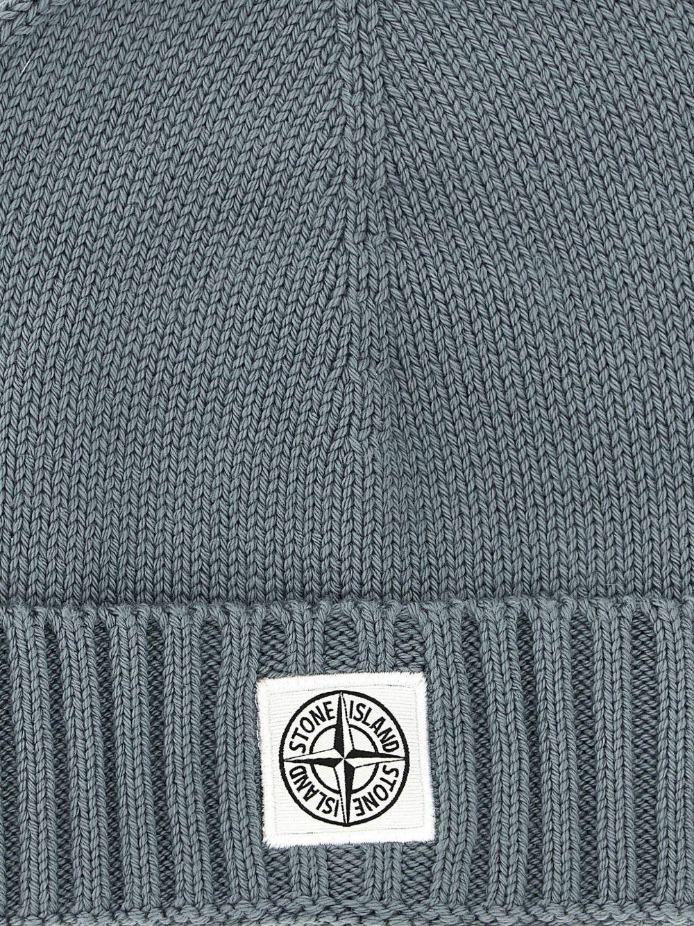 Berretto per bambino Stone Island Junior grigio con toppa con logo - Rubino Kids