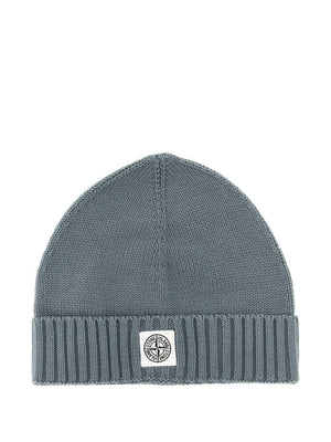 Stone Island Junior grey beanie with logo patch for kids