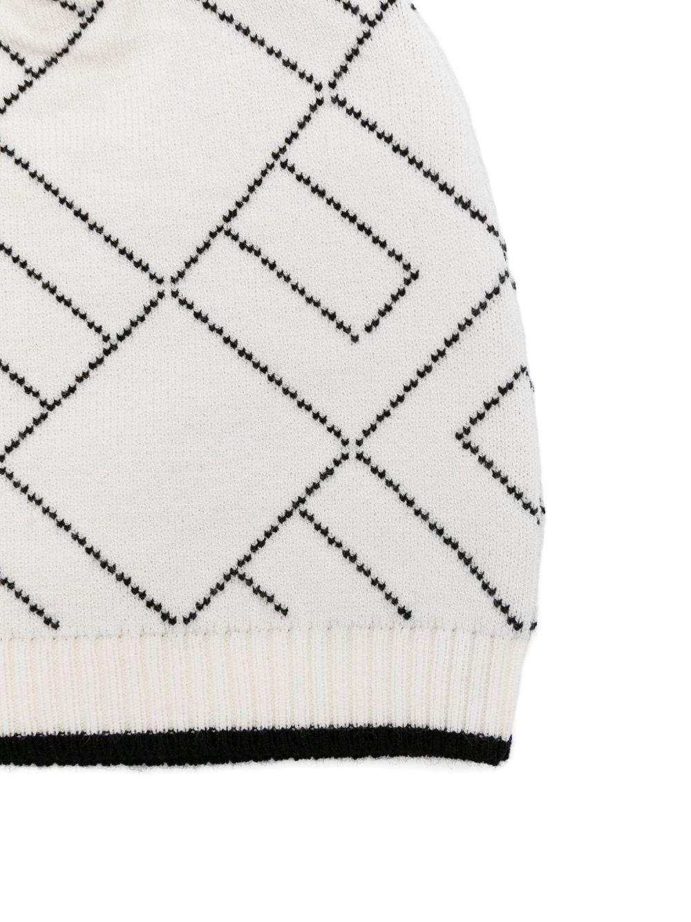 Berretto per neonata Elisabetta Franchi La Mia Bambina bianco con monogramma - Rubino Kids