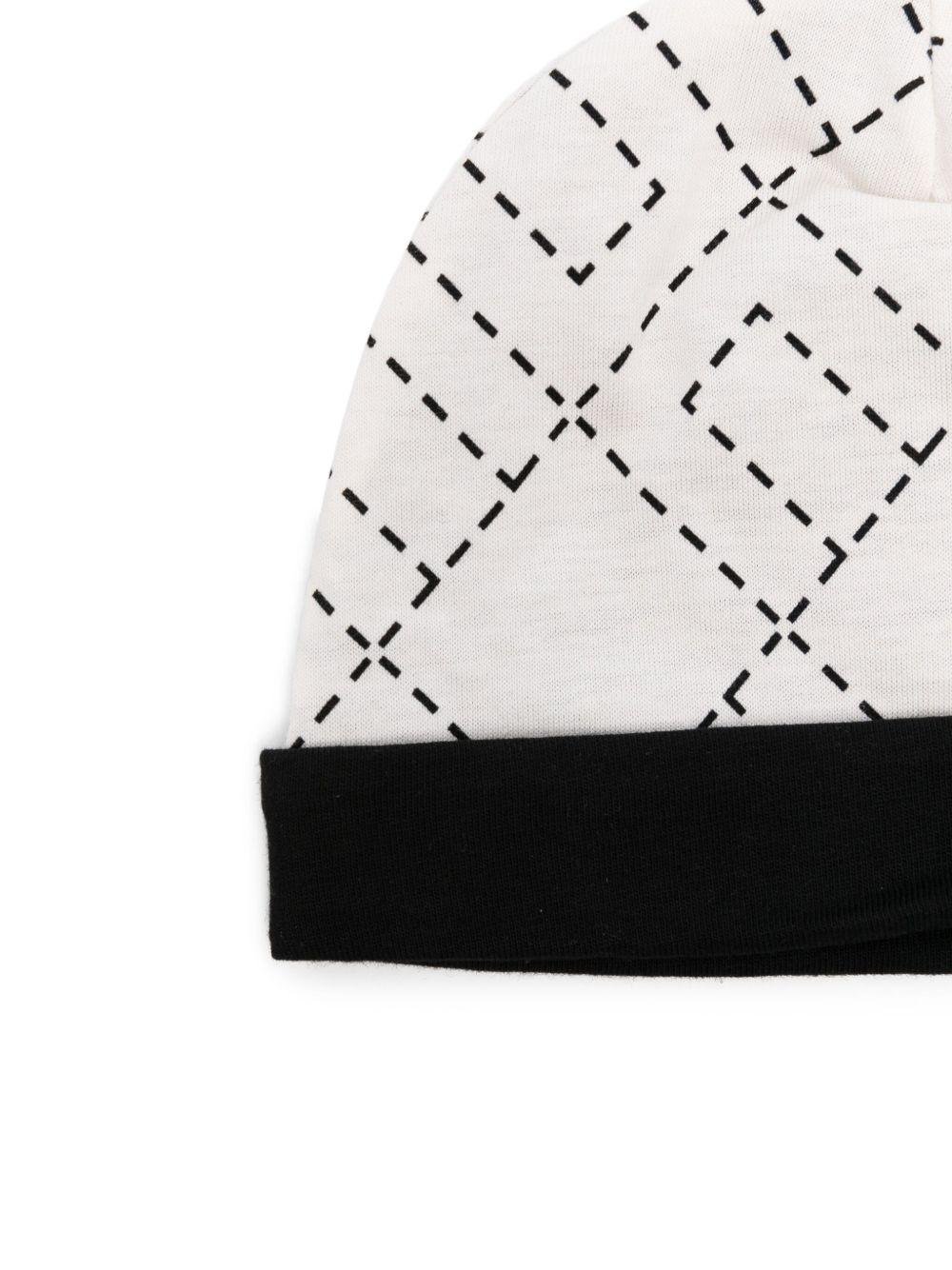 Berretto per neonata Elisabetta Franchi La Mia Bambina bianco con motivo a rombi - Rubino Kids