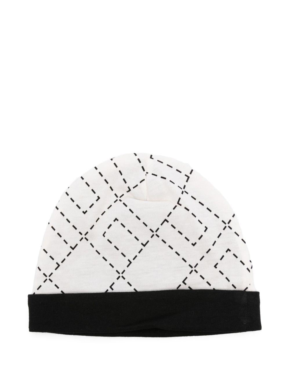 Berretto per neonata Elisabetta Franchi La Mia Bambina bianco con motivo a rombi - Rubino Kids