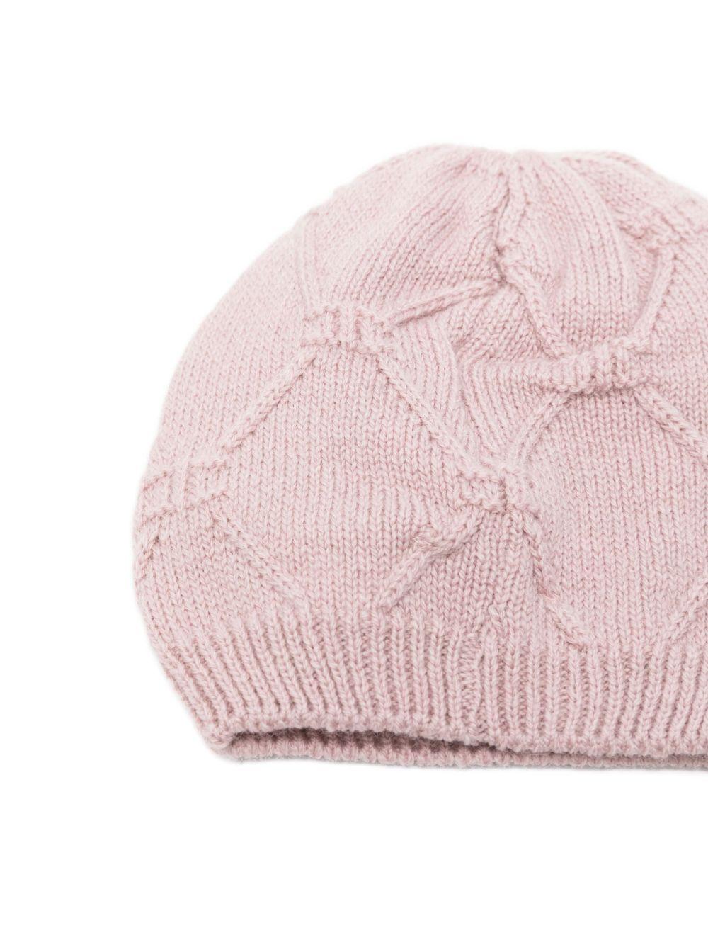 Berretto per neonata Elisabetta Franchi La Mia Bambina viola con motivo a rombi - Rubino Kids