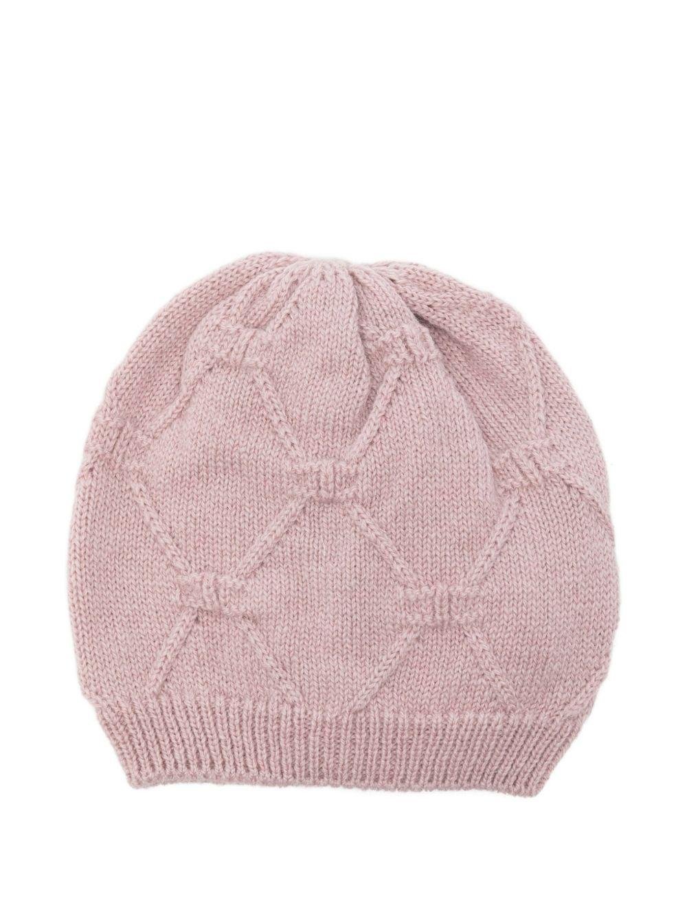 Berretto per neonata Elisabetta Franchi La Mia Bambina viola con motivo a rombi - Rubino Kids