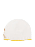 Berretto per neonata Gensami Kids bianco con finiture gialle - Rubino Kids