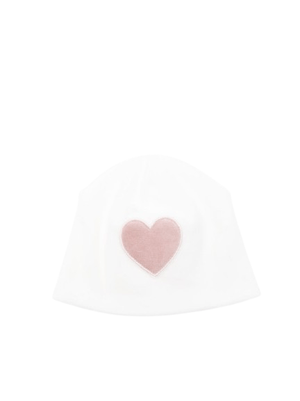 La Stupenderia white baby hat with pink heart motif