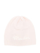 Berretto per neonata Moncler Enfant rosa con logo ricamato - Rubino Kids