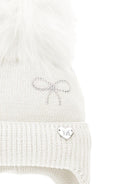 Berretto per neonata Monnalisa bianco con decorazione con strass - Rubino Kids