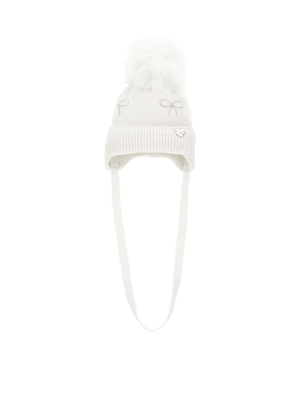 Monnalisa white baby hat with rhinestone decoration