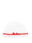 Berretto per neonata Monnalisa bianco con nastro rosso - Rubino Kids