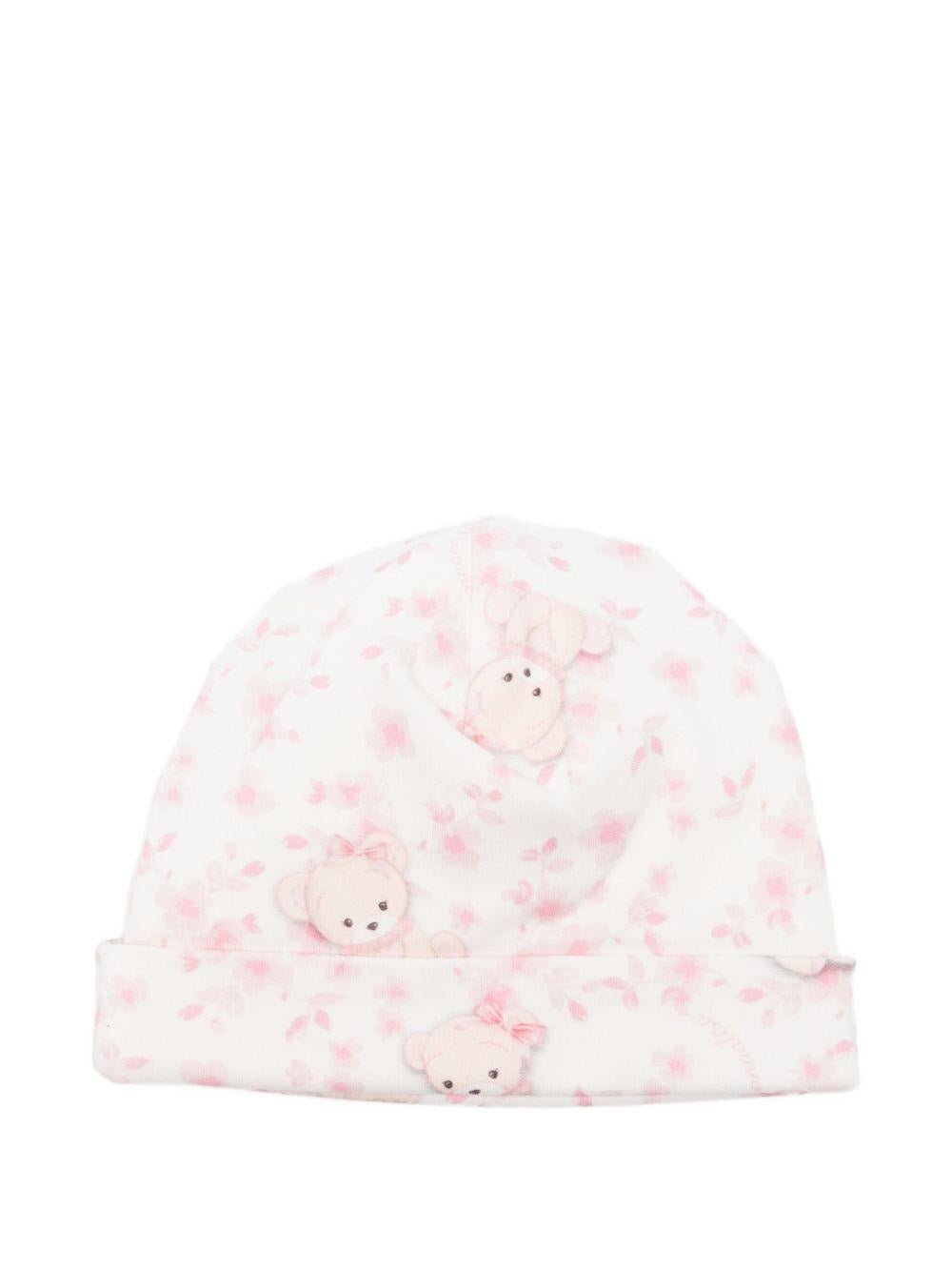 Berretto per neonata Monnalisa rosa con stampa orsetto - Rubino Kids