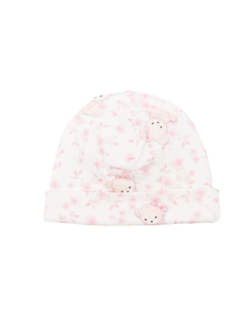 Berretto per neonata Monnalisa rosa con stampa orsetto - Rubino Kids