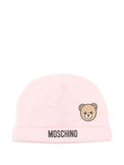 Berretto per neonata Moschino Kids rosa con logo Teddy - Rubino Kids