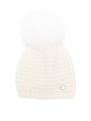 Berretto per neonata Paz Rodrìguez bianco con dettaglio logo