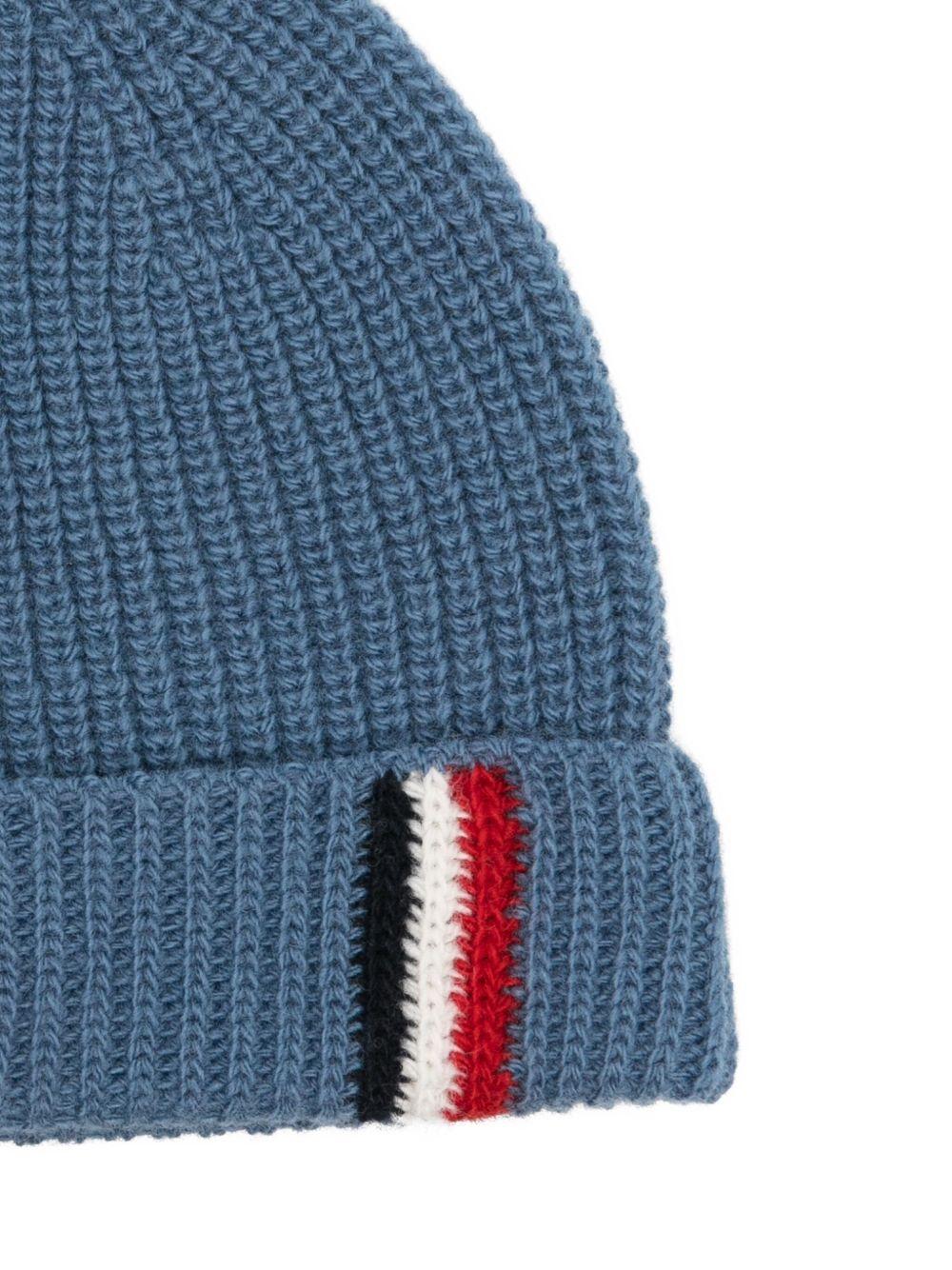 Moncler Enfant Baby Beanie in Blue with Ribbed Knit MONCLER ENFANT