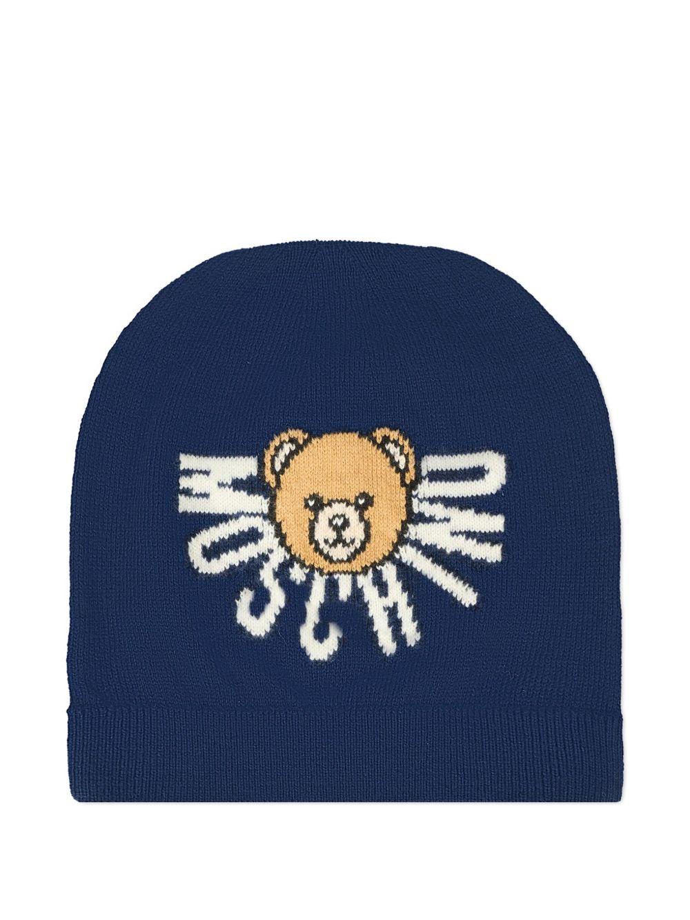 Berretto per neonati Moschino Kids blu con motivo Teddy - Rubino Kids