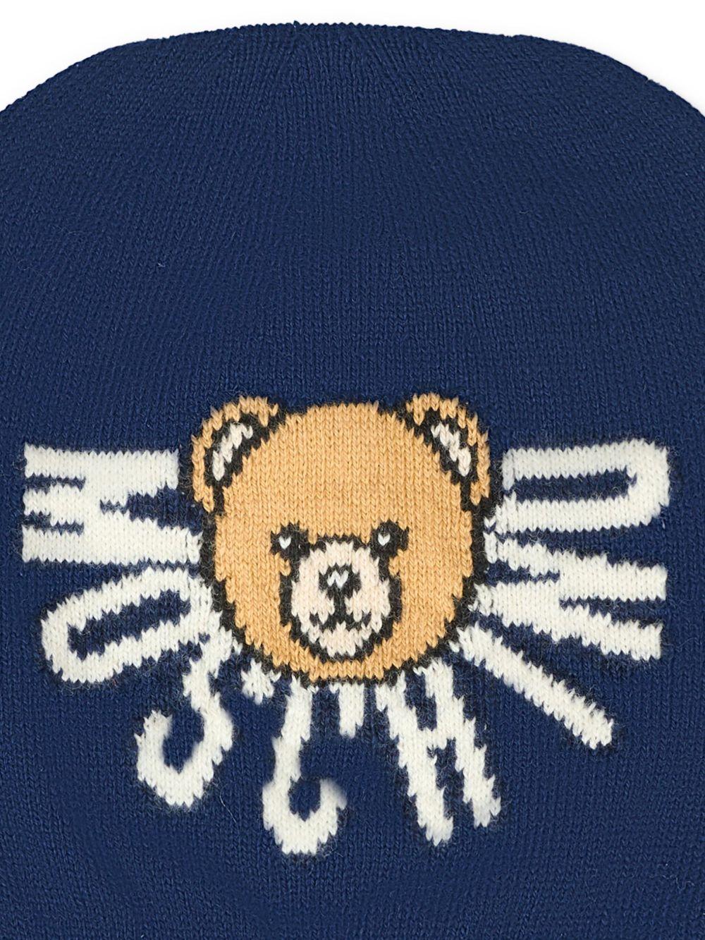 Berretto per neonati Moschino Kids blu con motivo Teddy - Rubino Kids