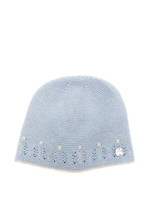 Paz Rodrìguez baby hat in blue with eyelets