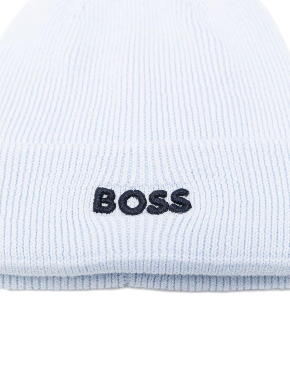 Berretto per neonato Boss Kids azzurro con pompon in maglia - Rubino Kids