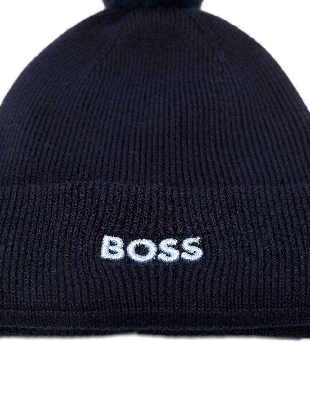 Berretto per neonato Boss Kids blu con dettaglio pompon - Rubino Kids