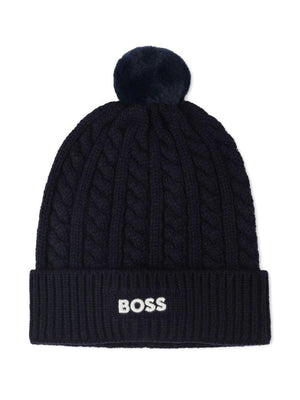 Boss Kids blue baby hat with logo