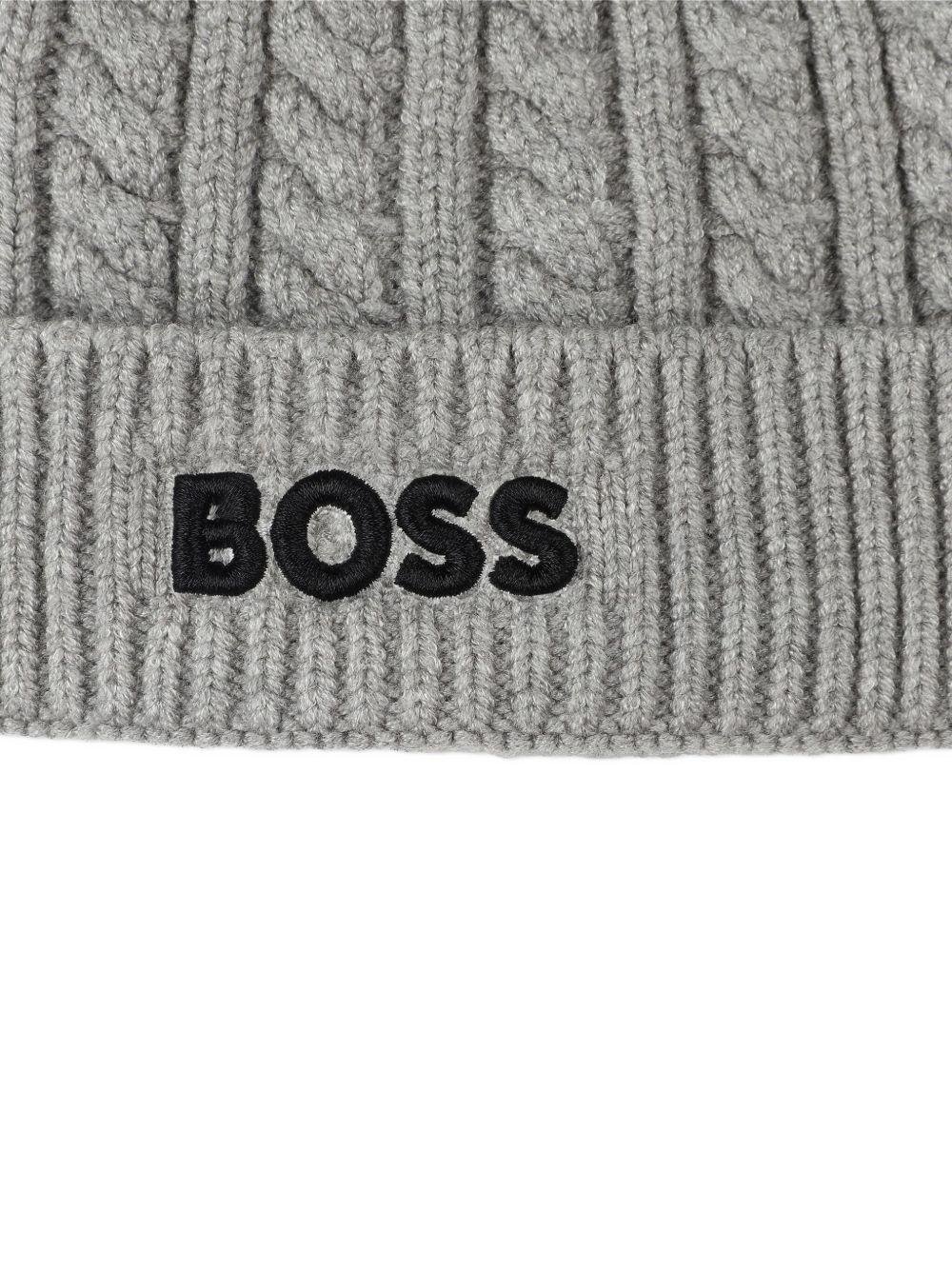 Berretto per neonato Boss Kids grigio con logo - Rubino Kids