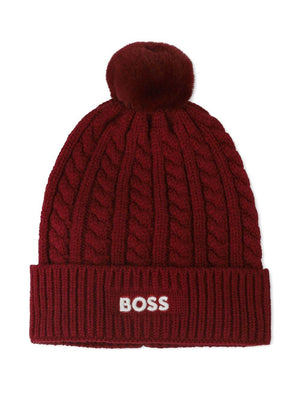 Boss Kids red baby hat with logo