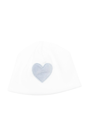 La Stupenderia white baby hat with blue heart motif