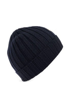 Berretto per neonato Moncler Enfant blu con toppa con logo - Rubino Kids