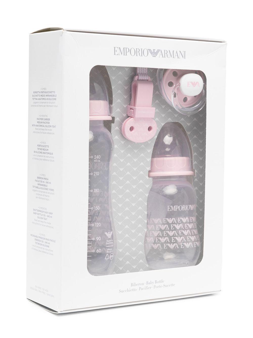 Biberon per neonata Emporio Armani Kids rosa con stampa grafica all - over - Rubino Kids