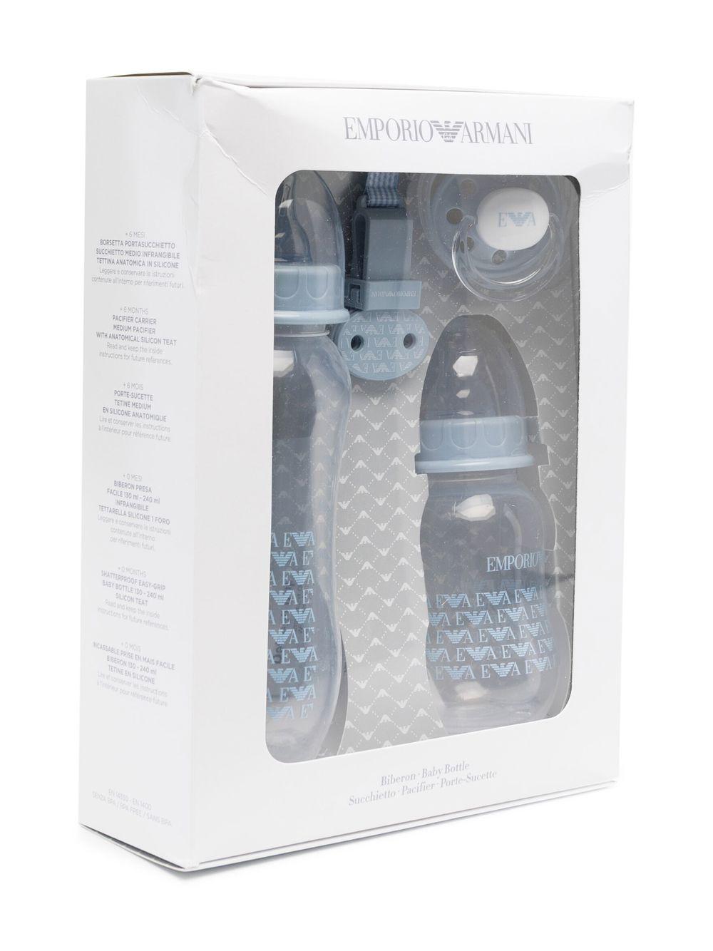 Biberon per neonato Emporio Armani Kids azzurro con stampa grafica all - over - Rubino Kids