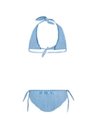 Bikini a triangolo per bambina Ermanno Scervino Junior azzurro con ricamo - Rubino Kids