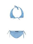 Bikini a triangolo per bambina Ermanno Scervino Junior azzurro con ricamo - Rubino Kids