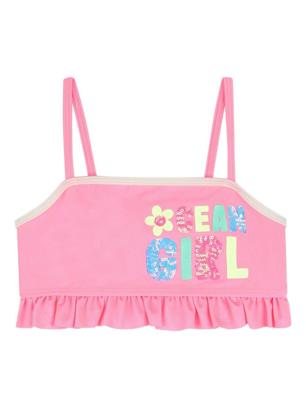 Bikini per bambina Billieblush rosa con stampa grafica - Rubino Kids