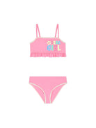 Bikini per bambina Billieblush rosa con stampa grafica - Rubino Kids