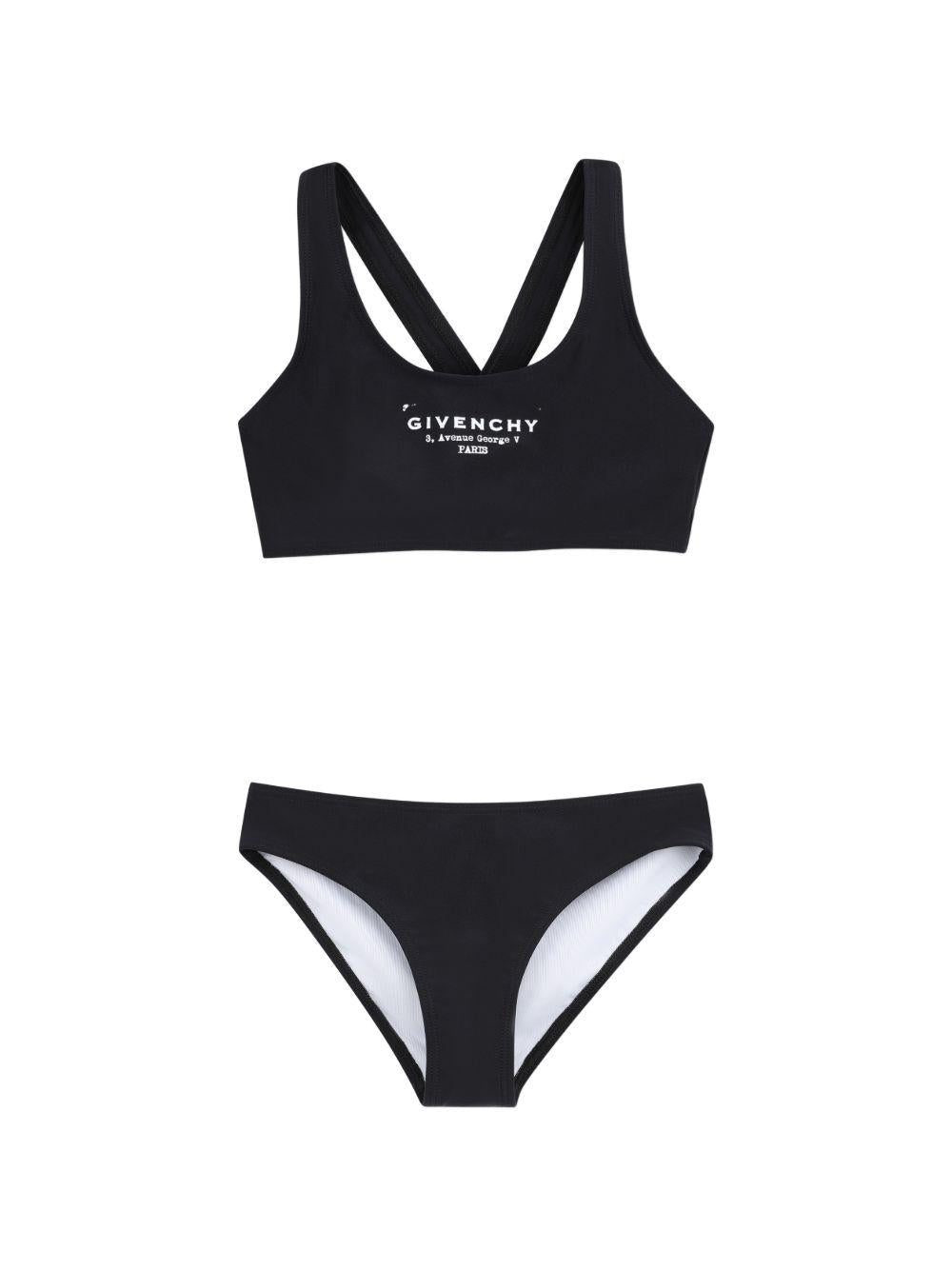 Bikini per bambina Givenchy Kids nero con stampa logo - Rubino Kids