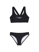 Bikini per bambina Givenchy Kids nero con stampa logo - Rubino Kids