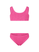 Bikini per bambina MC2 Saint Barth Kids Baker fucsia con logo posteriore - Rubino Kids
