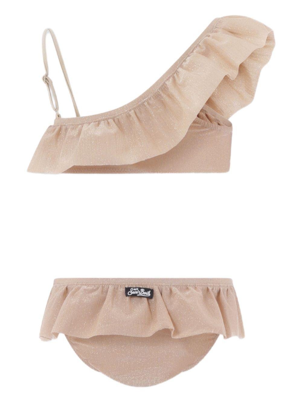 Bikini per bambina MC2 SAINT BARTH Kids beige con design monospalla - Rubino Kids