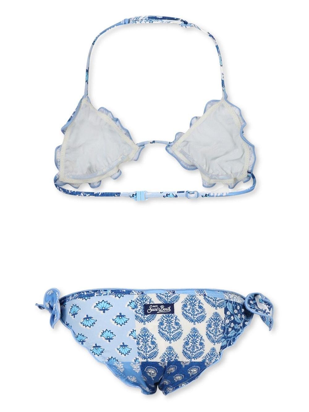 Bikini per bambina MC2 Saint Barth Kids Cris azzurro con design classico - Rubino Kids