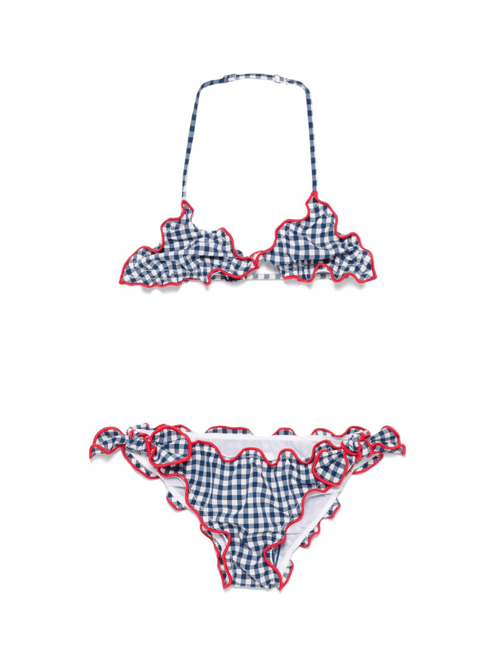Bikini per bambina MC2 Saint Barth Kids Cris blu con motivo a quadri - Rubino Kids