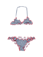 Bikini per bambina MC2 Saint Barth Kids Cris blu con motivo a quadri - Rubino Kids