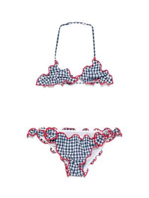 Bikini per bambina MC2 Saint Barth Kids Cris blu con motivo a quadri