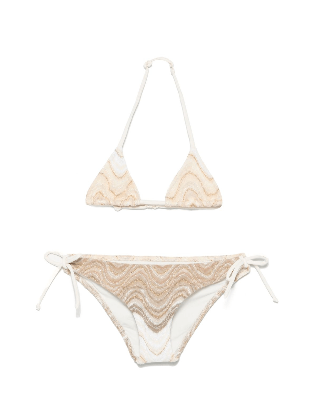 Bikini per bambina MC2 Saint Barth Kids Holly beige con dettagli lurex - Rubino Kids