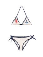 Bikini per bambina MC2 Saint Barth Kids Holly beige con laccetti con nodo - Rubino Kids
