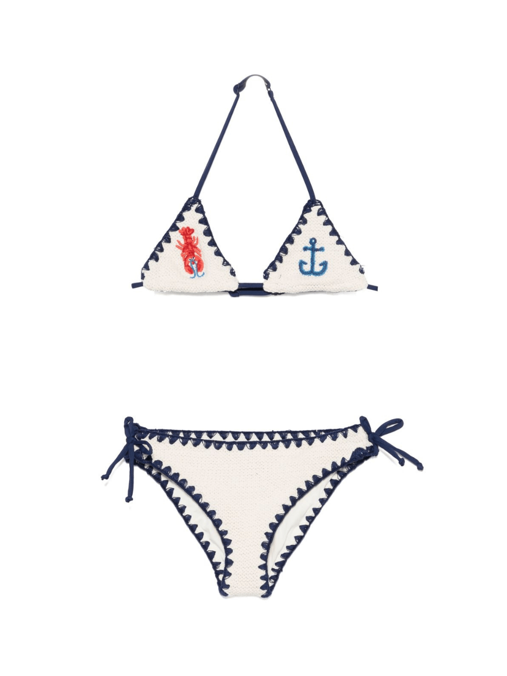 Bikini per bambina MC2 Saint Barth Kids Holly beige con laccetti con nodo - Rubino Kids