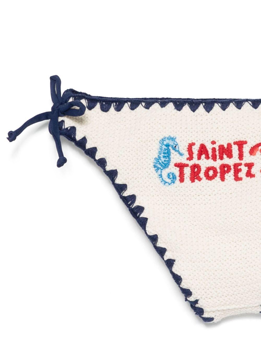 Bikini per bambina MC2 Saint Barth Kids Holly beige con laccetti con nodo - Rubino Kids